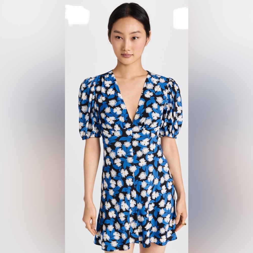 🆕🔖 Staud ✨ Mini Milla Dress ✨White Acid Floral Print ✨ Size 14 ✨ NWT!! - Picture 11 of 14